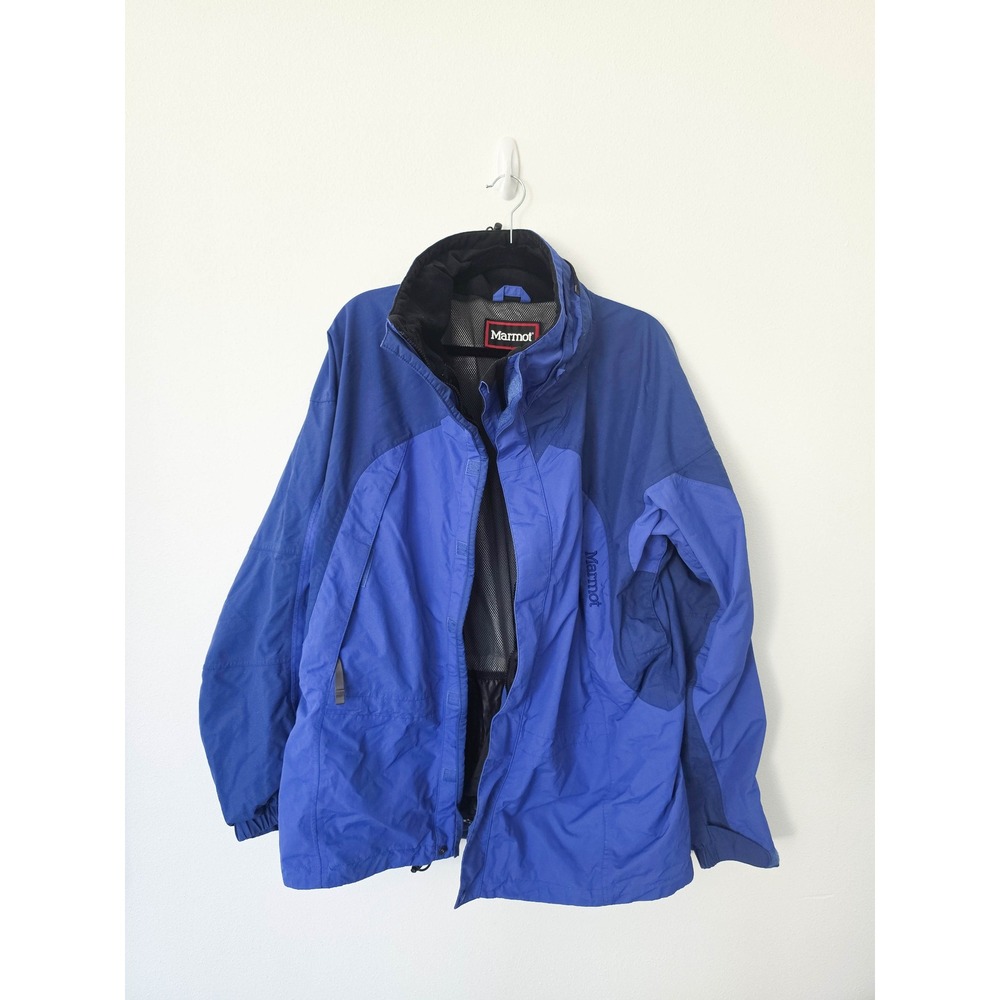 Marmot Mens Blue Technical Mountain Jacket Mesh Lined Pit Zips Powder Skirt L